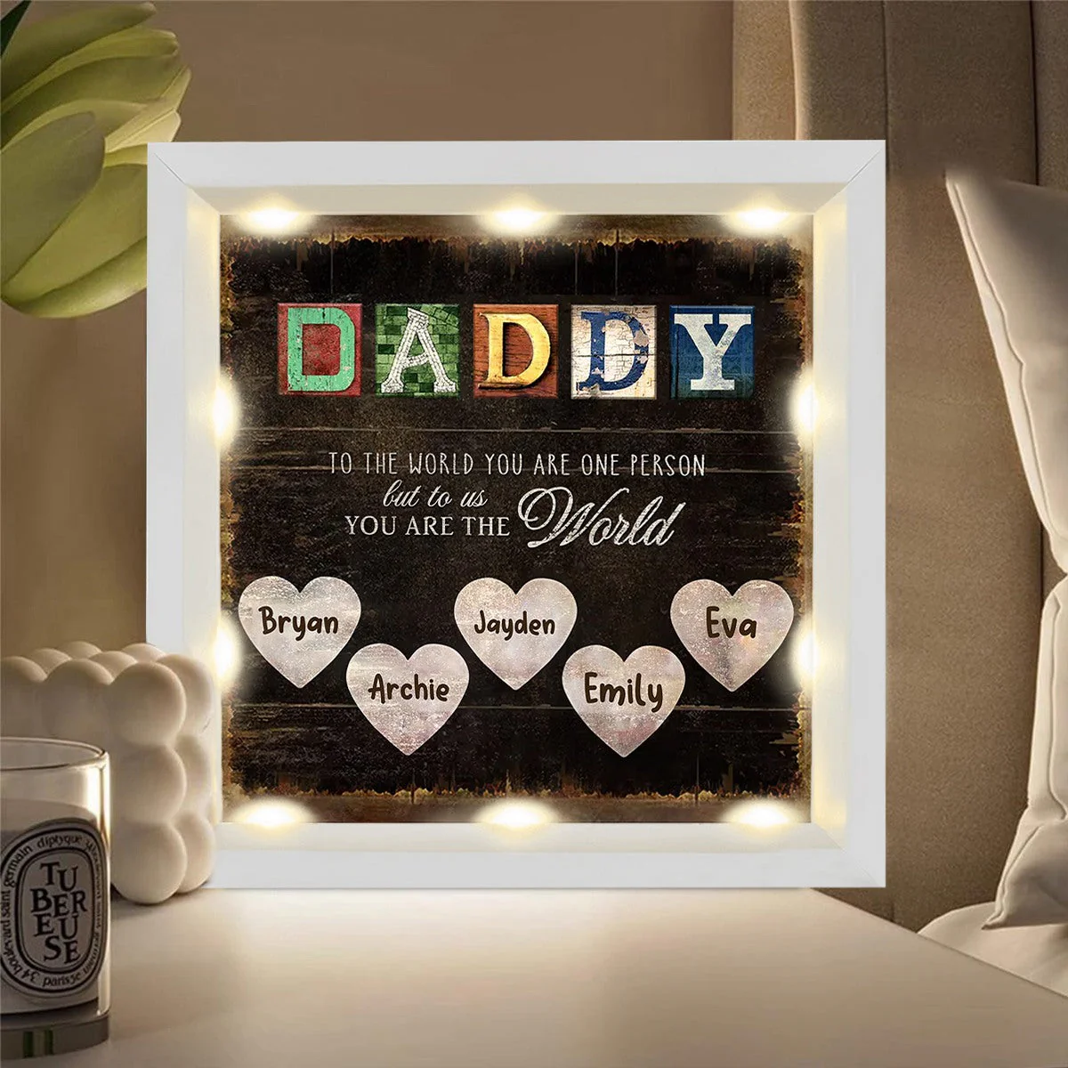 Personalized Light Shadow Box-Daddy, You Are The World - Image 4