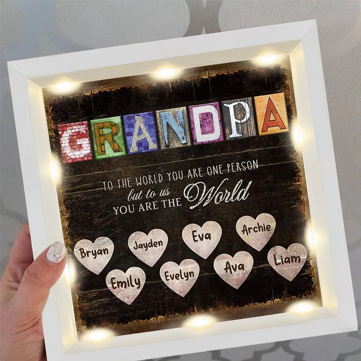 Personalized Light Shadow Box-Daddy, You Are The World - Image 5