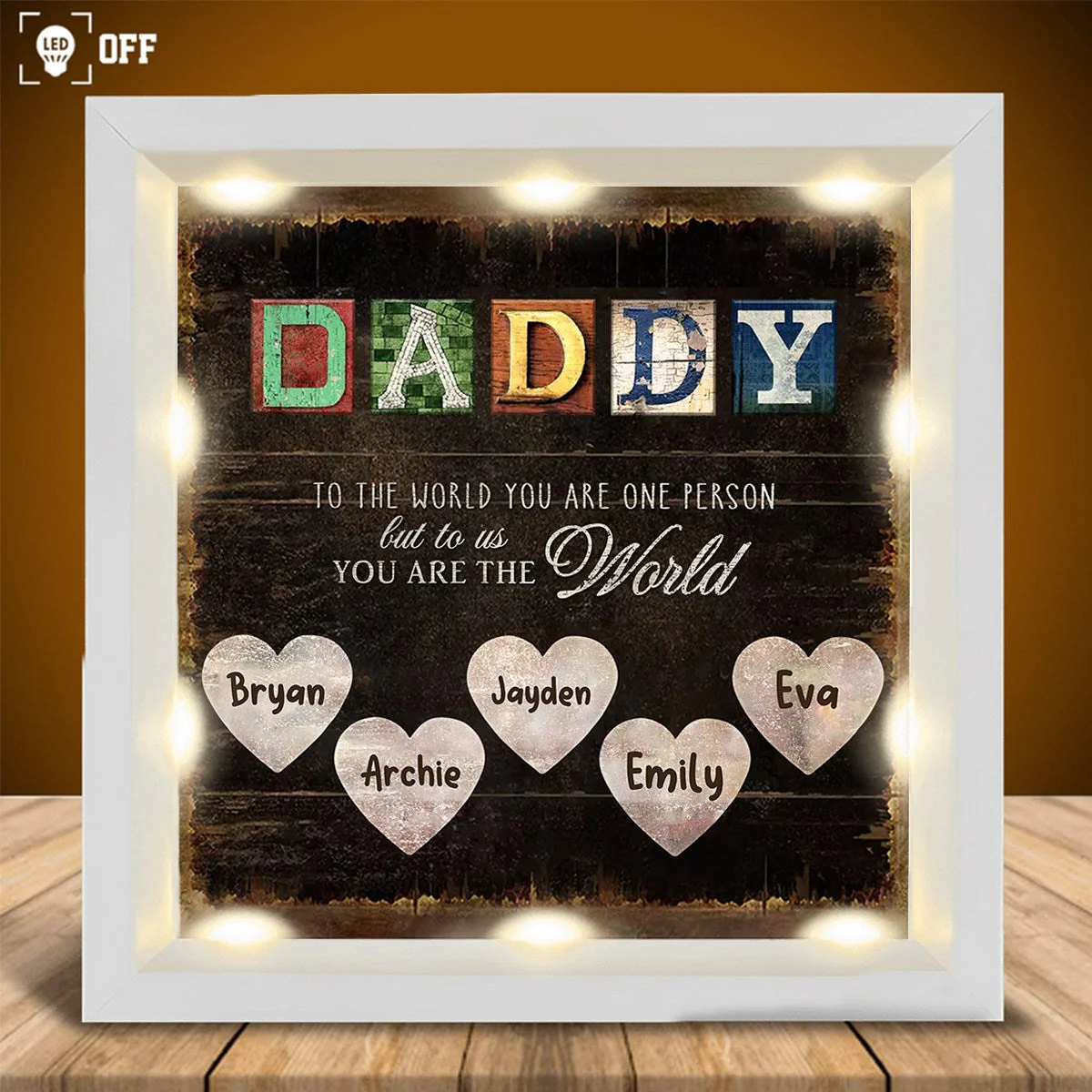 Personalized Light Shadow Box-Daddy, You Are The World - Image 6