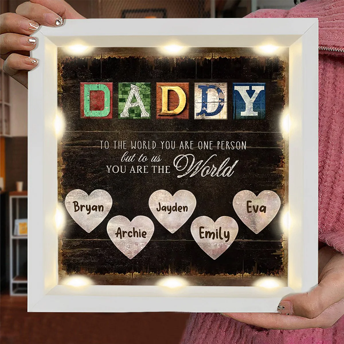 Personalized Light Shadow Box-Daddy, You Are The World - Image 7