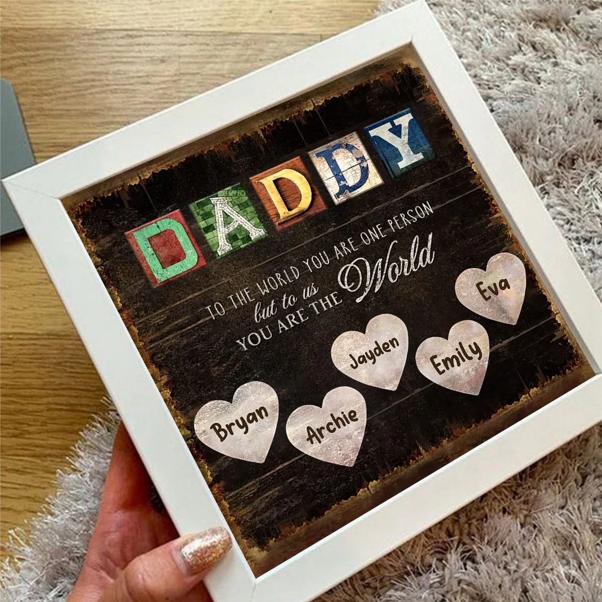 Personalized Light Shadow Box-Daddy, You Are The World - Image 8