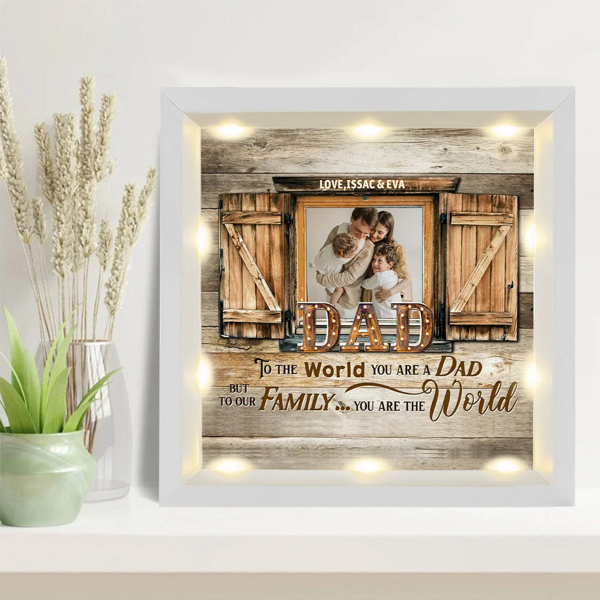 Personalized Light Shadow Box - To Our Family You are the World Father's Day Gift - Image 10