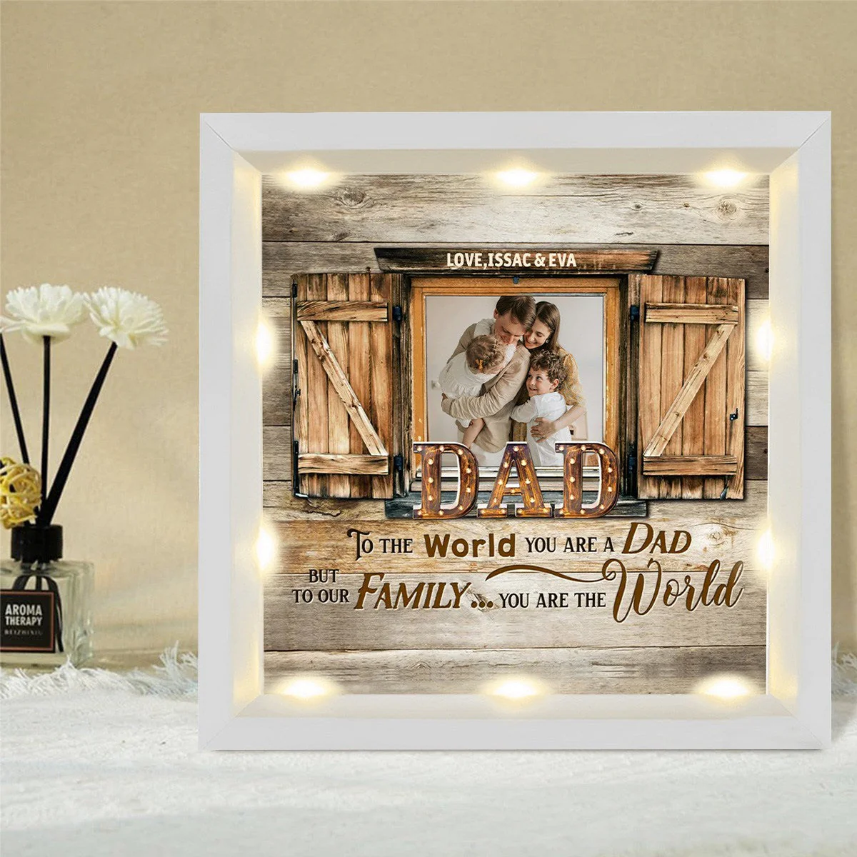 Personalized Light Shadow Box - To Our Family You are the World Father's Day Gift - Image 11