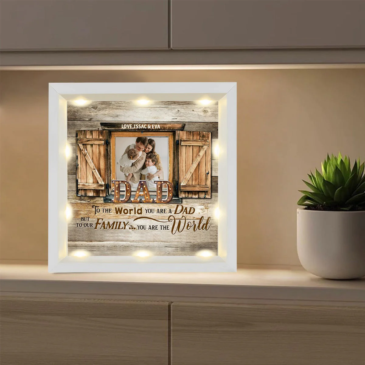Personalized Light Shadow Box - To Our Family You are the World Father's Day Gift - Image 5