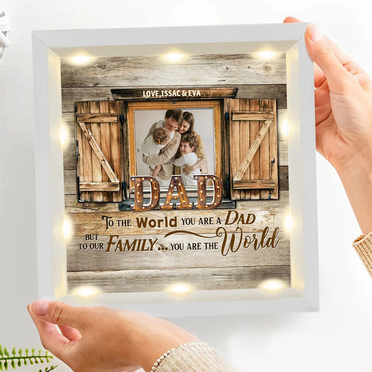 Personalized Light Shadow Box - To Our Family You are the World Father's Day Gift - Image 7