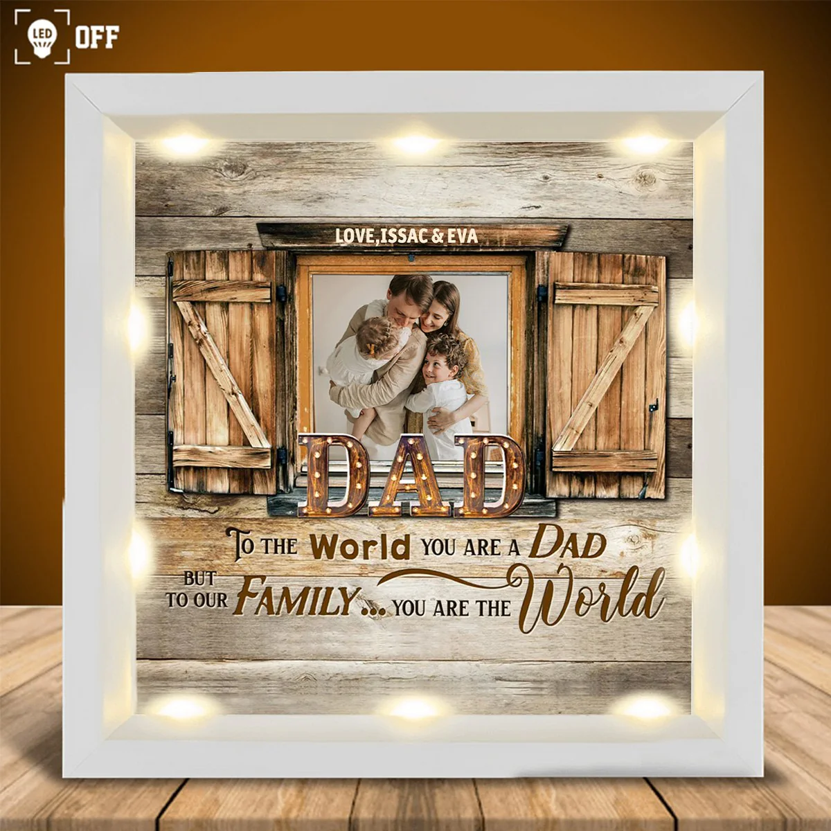 Personalized Light Shadow Box - To Our Family You are the World Father's Day Gift - Image 8
