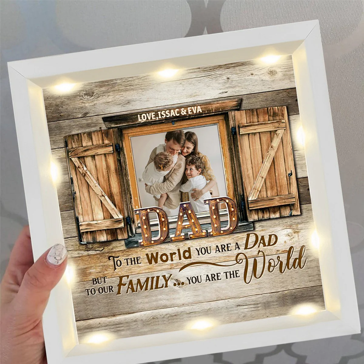 Personalized Light Shadow Box - To Our Family You are the World Father's Day Gift - Image 9