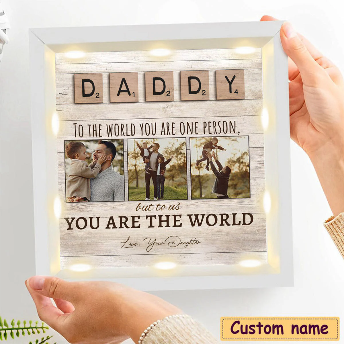 Personalized Light Shadow Box-DAD,To Us You Are The World - Image 2