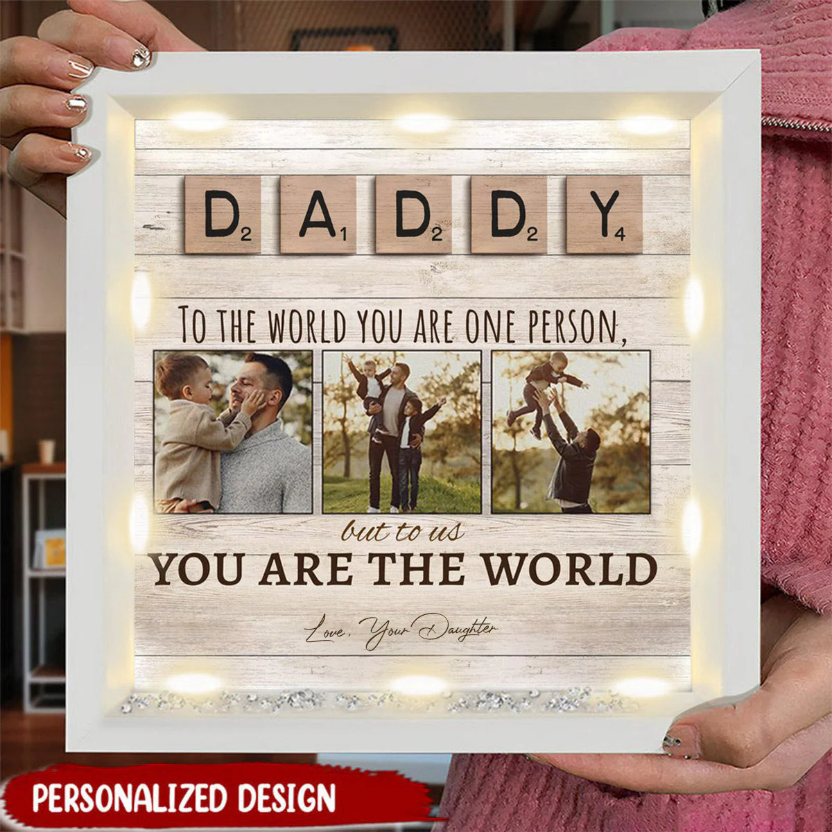 Personalized Light Shadow Box-DAD,To Us You Are The World - Image 3