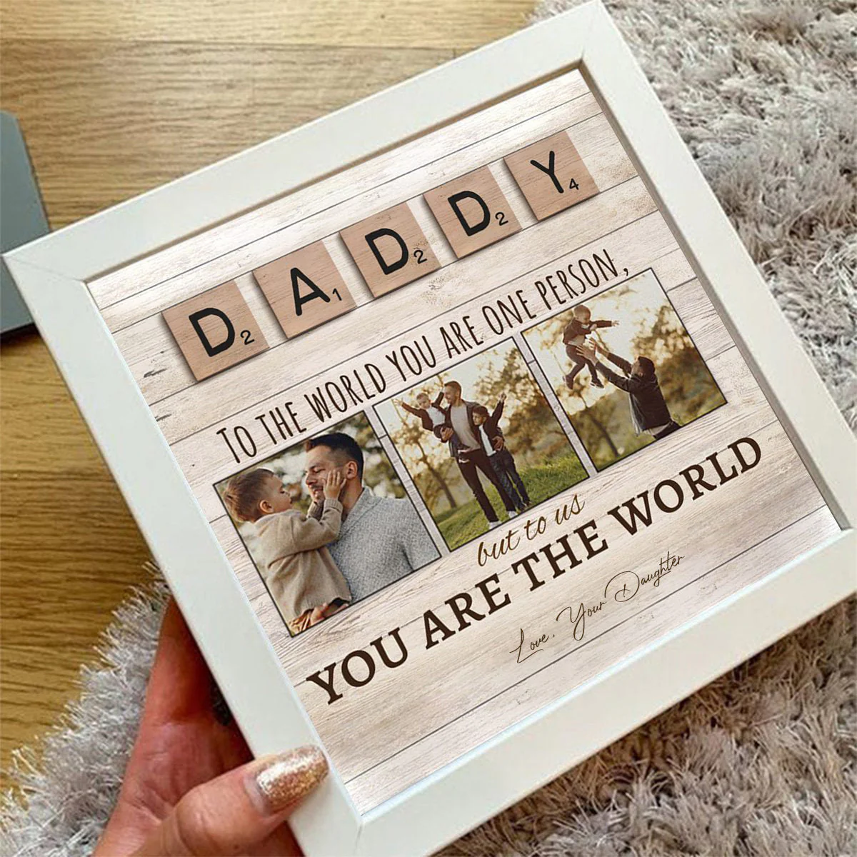 Personalized Light Shadow Box-DAD,To Us You Are The World - Image 5