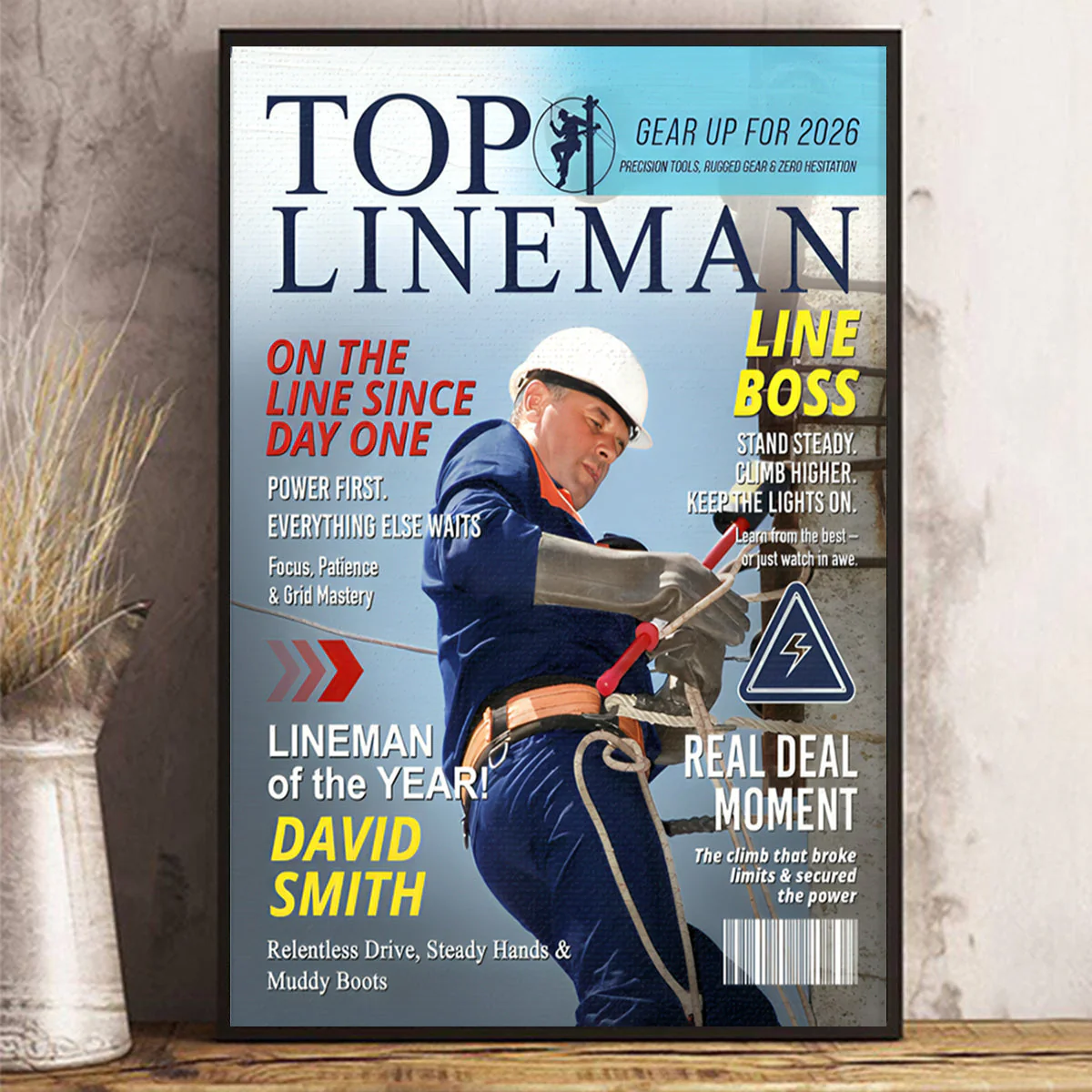 Personalized Lineman Magazine Cover, Custom Powerline Worker Gift, Birthday, Retirement & Utility Worker Keepsake - Image 4