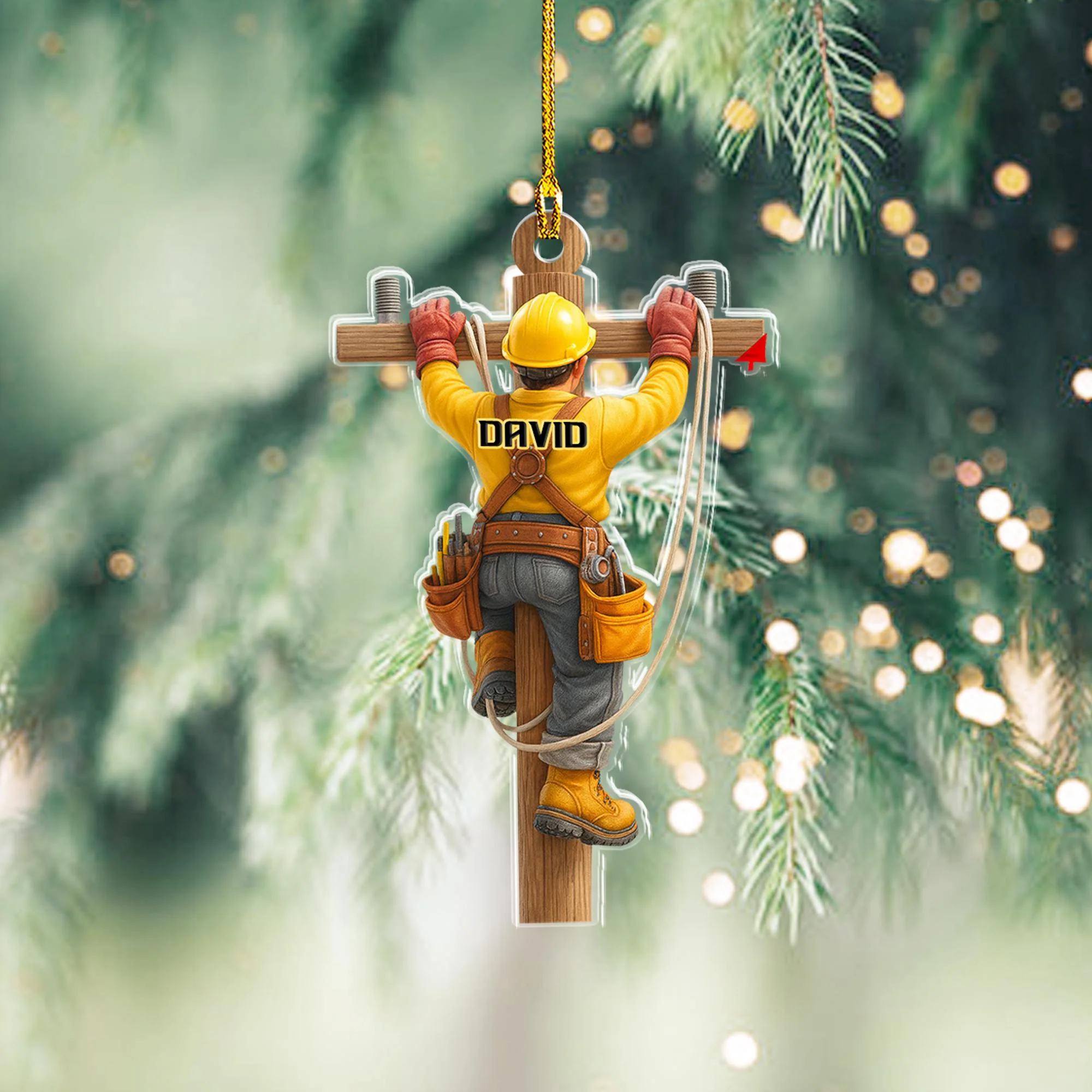 Personalized Linemen Acrylic Ornament, Electrical Workers Keepsake - Image 3