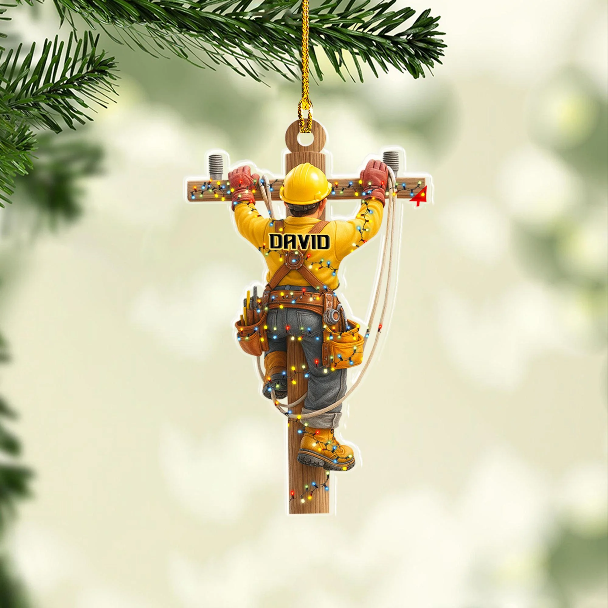 Personalized Linemen Acrylic Ornament, Electrical Workers Keepsake - Image 4