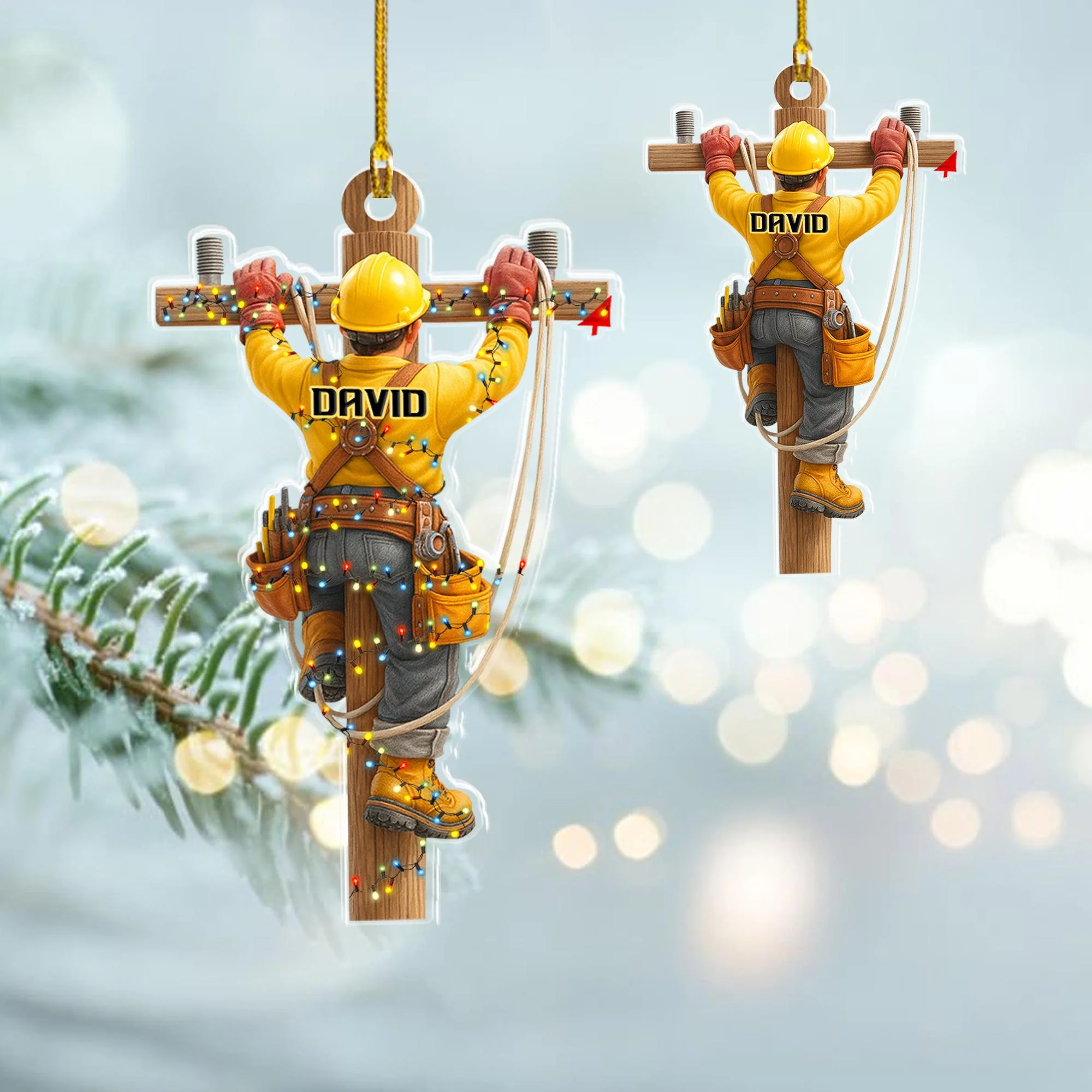 Personalized Linemen Acrylic Ornament, Electrical Workers Keepsake - Image 5