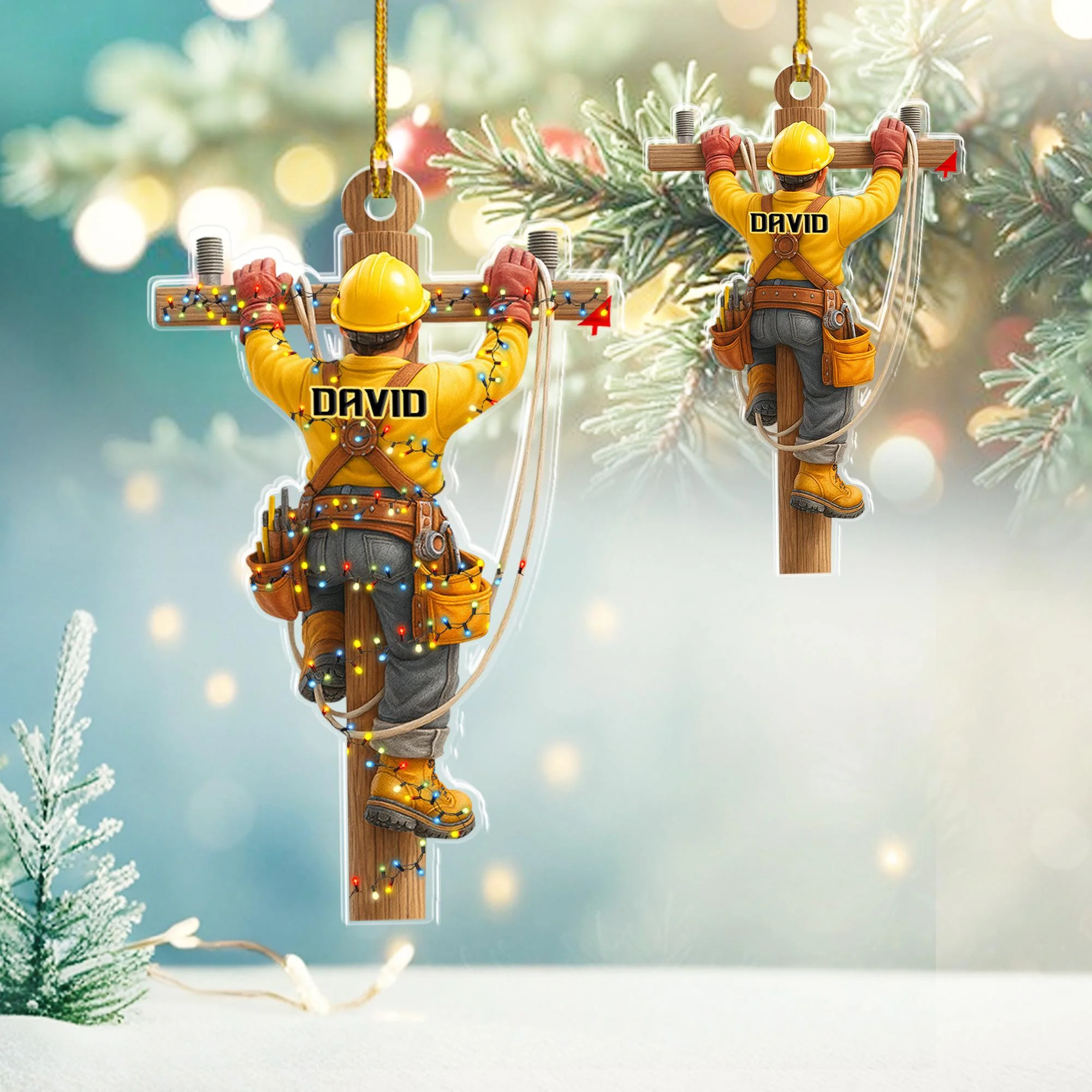 Personalized Linemen Acrylic Ornament, Electrical Workers Keepsake - Image 6