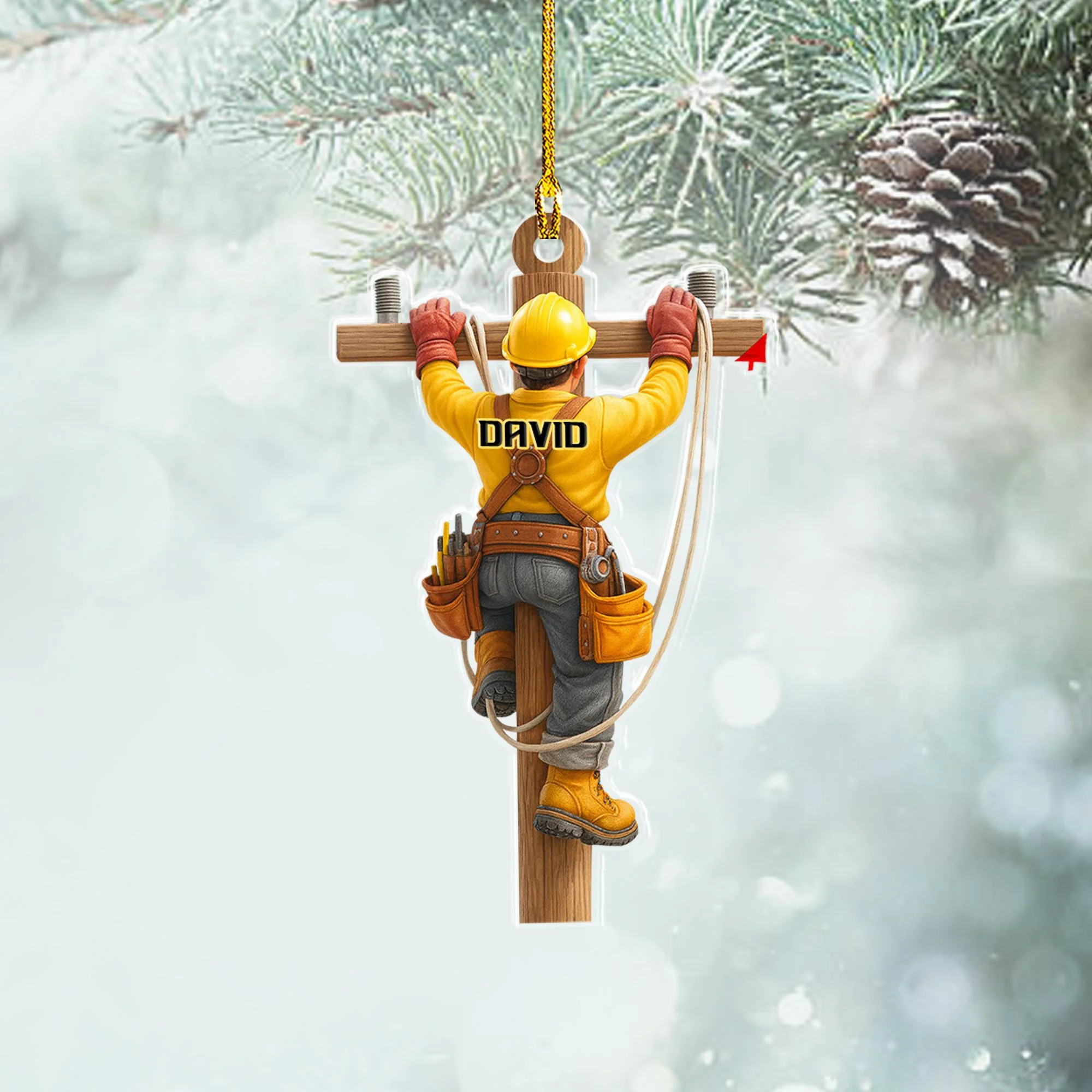 Personalized Linemen Acrylic Ornament, Electrical Workers Keepsake - Image 8