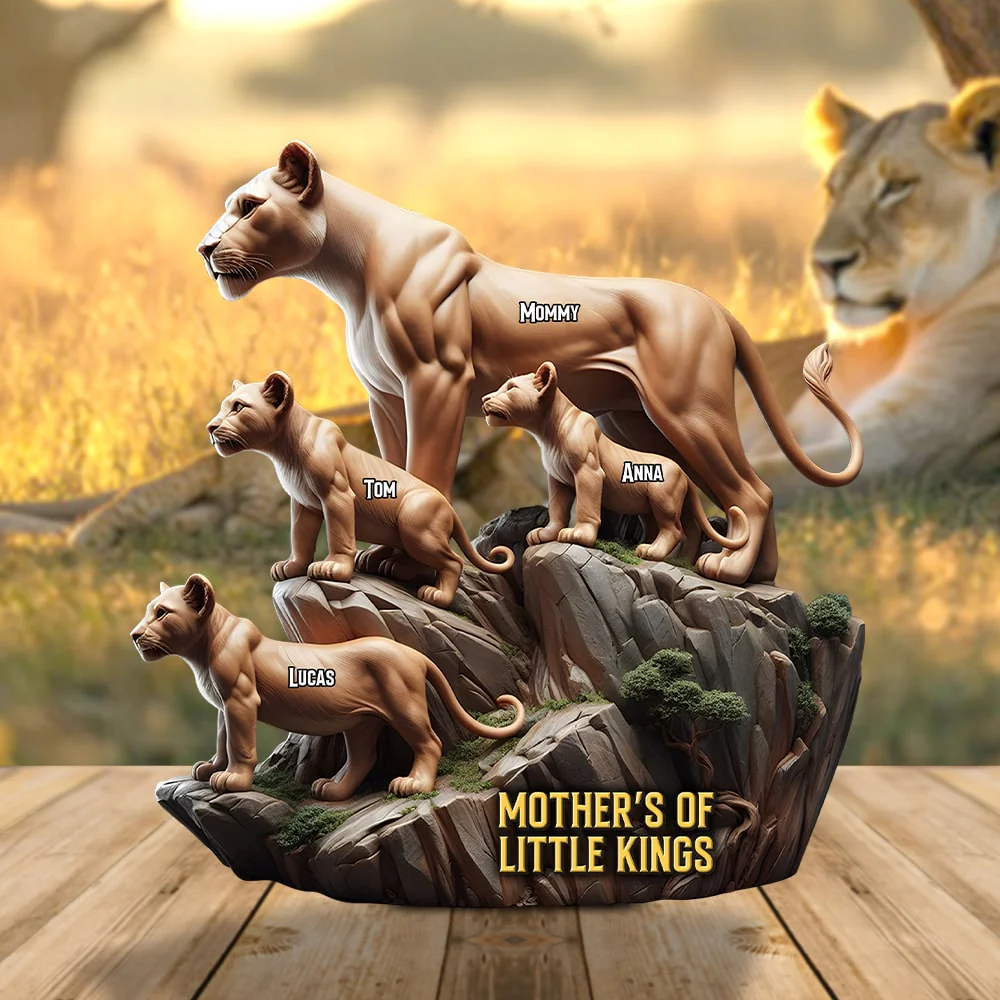 Personalized Lion Mom And Kids Shape Acrylic Block Plaque, Mother's Day Gift For Mom - Image 2