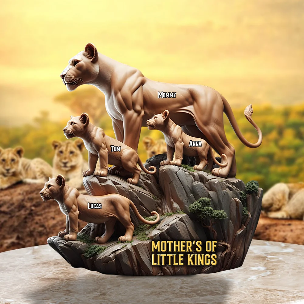 Personalized Lion Mom And Kids Shape Acrylic Block Plaque, Mother's Day Gift For Mom - Image 3