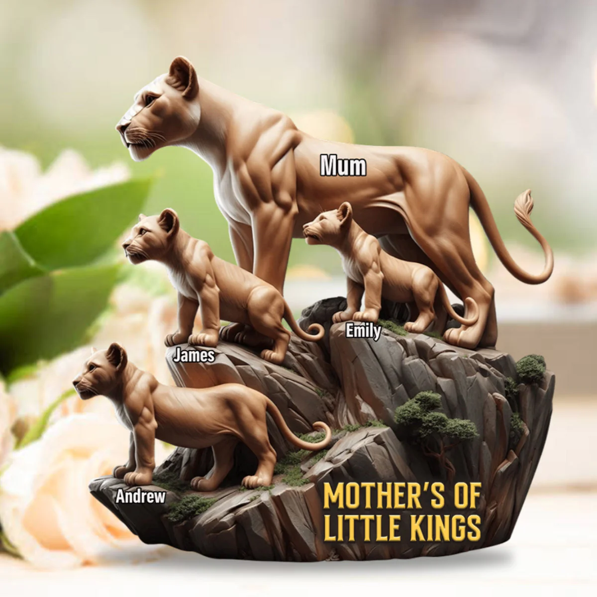 Personalized Lion Mom And Kids Shape Acrylic Block Plaque, Mother's Day Gift For Mom - Image 4