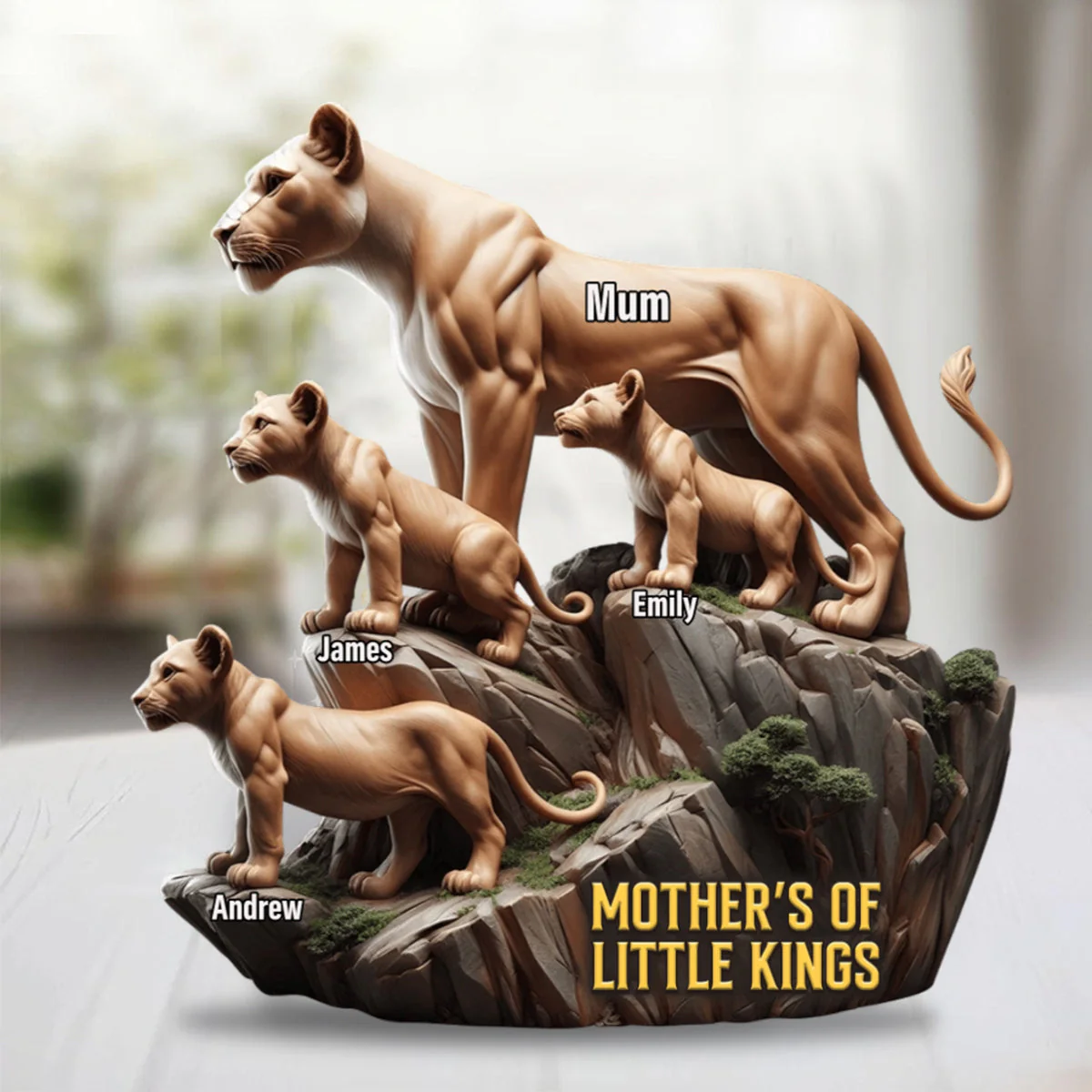 Personalized Lion Mom And Kids Shape Acrylic Block Plaque, Mother's Day Gift For Mom - Image 5