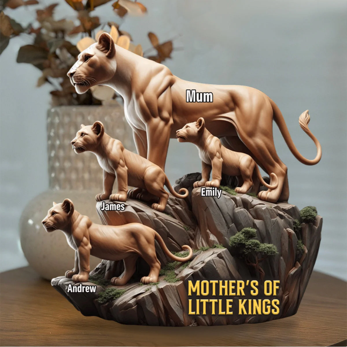 Personalized Lion Mom And Kids Shape Acrylic Block Plaque, Mother's Day Gift For Mom - Image 6
