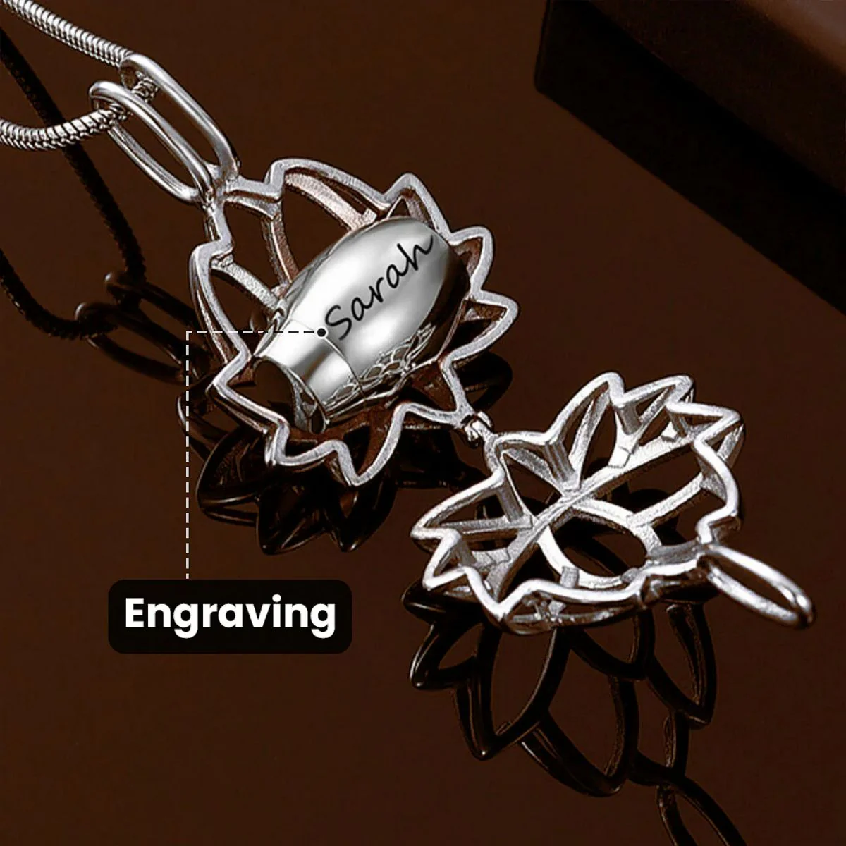 Personalized Lotus Flower with Mini Keepsake Urn Ashes Cremation Necklace Memorial Sympathy Gift for Loss of Loved One - Image 5