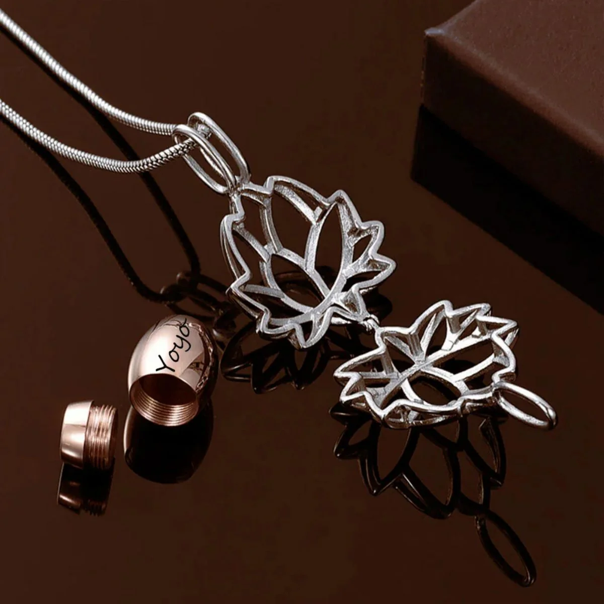 Personalized Lotus Flower with Mini Keepsake Urn Ashes Cremation Necklace Memorial Sympathy Gift for Loss of Loved One - Image 7
