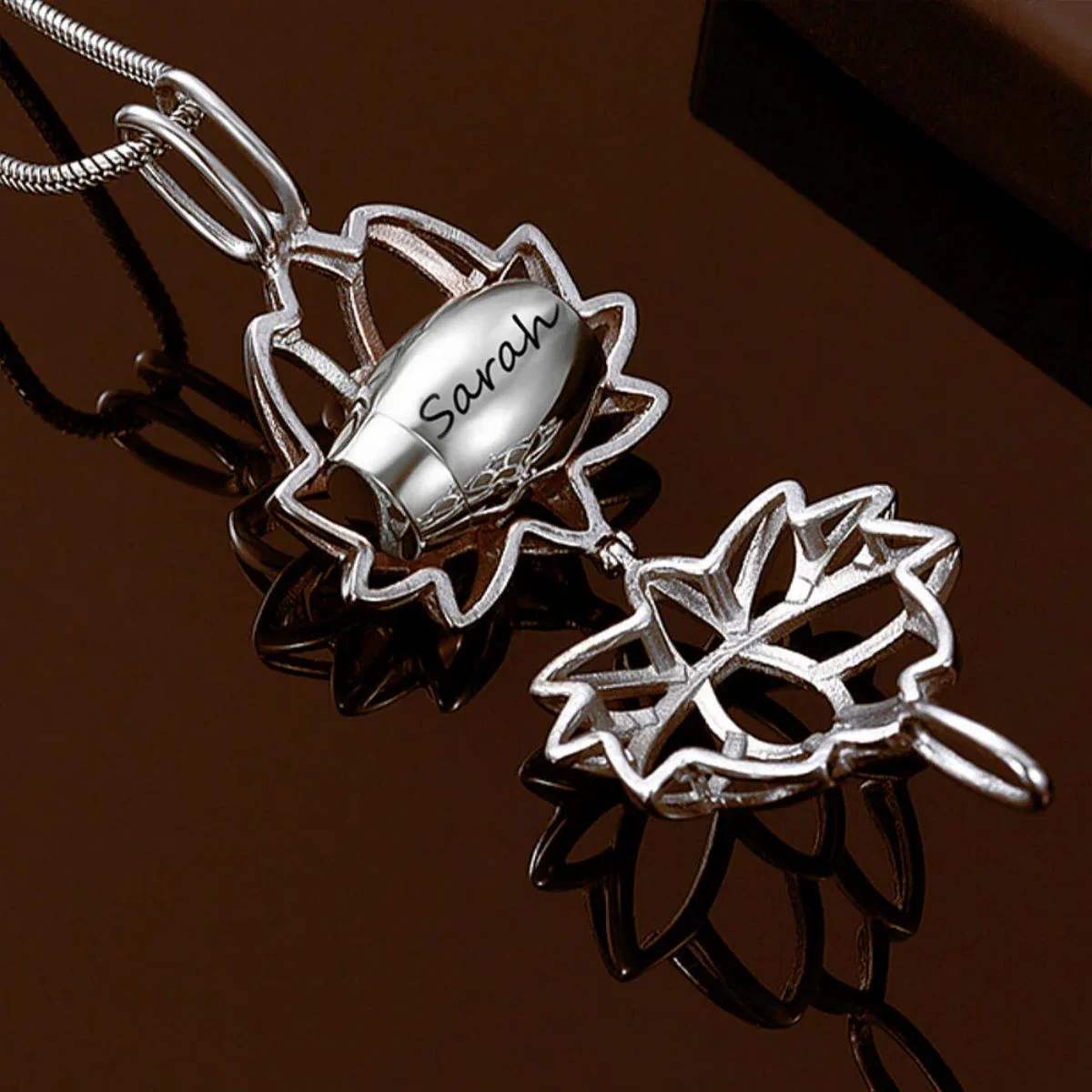 Personalized Lotus Flower with Mini Keepsake Urn Ashes Cremation Necklace Memorial Sympathy Gift for Loss of Loved One - Image 8