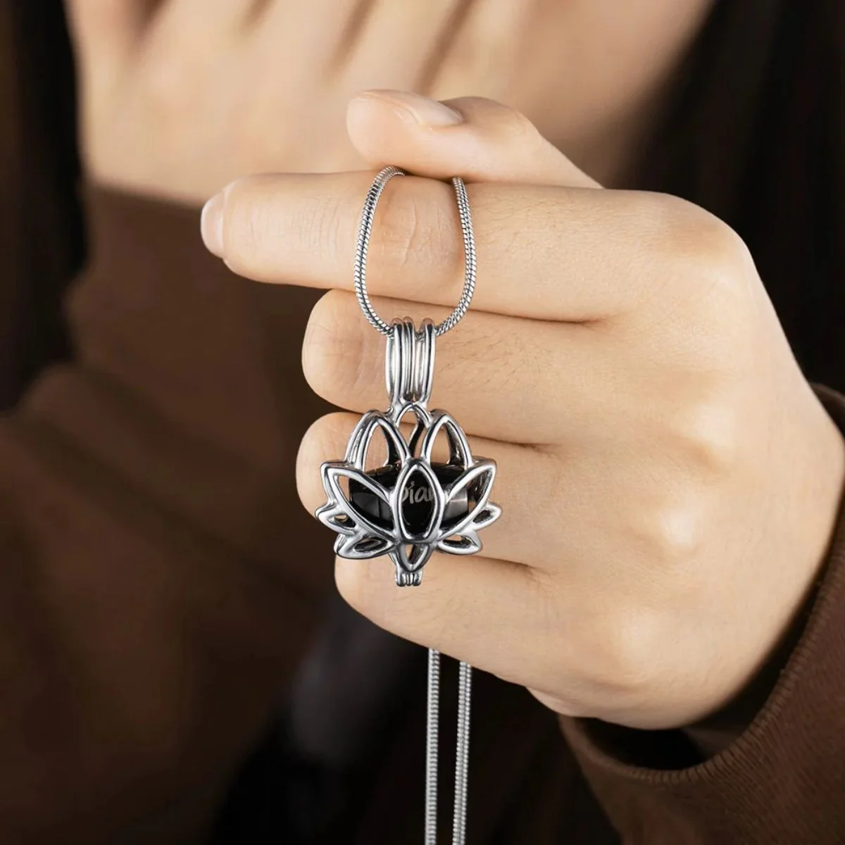 Personalized Lotus Flower with Mini Keepsake Urn Ashes Cremation Necklace Memorial Sympathy Gift for Loss of Loved One - Image 9