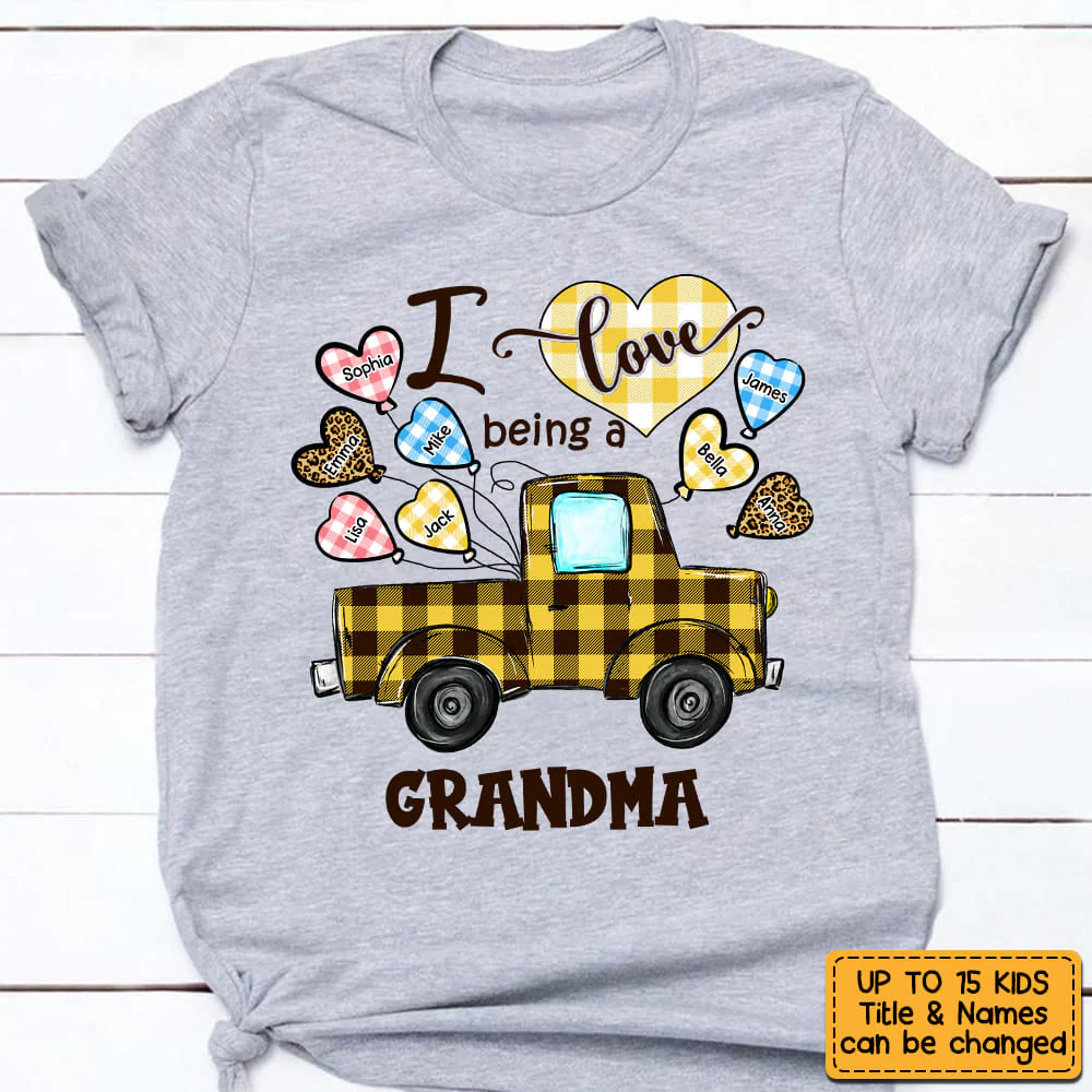 Personalized Love Being A Grandma Truck Heart T-Shirt - Image 3