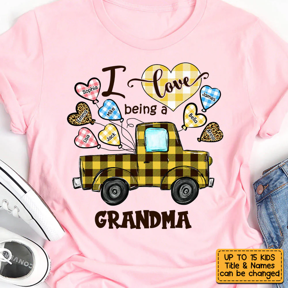 Personalized Love Being A Grandma Truck Heart T-Shirt - Image 4