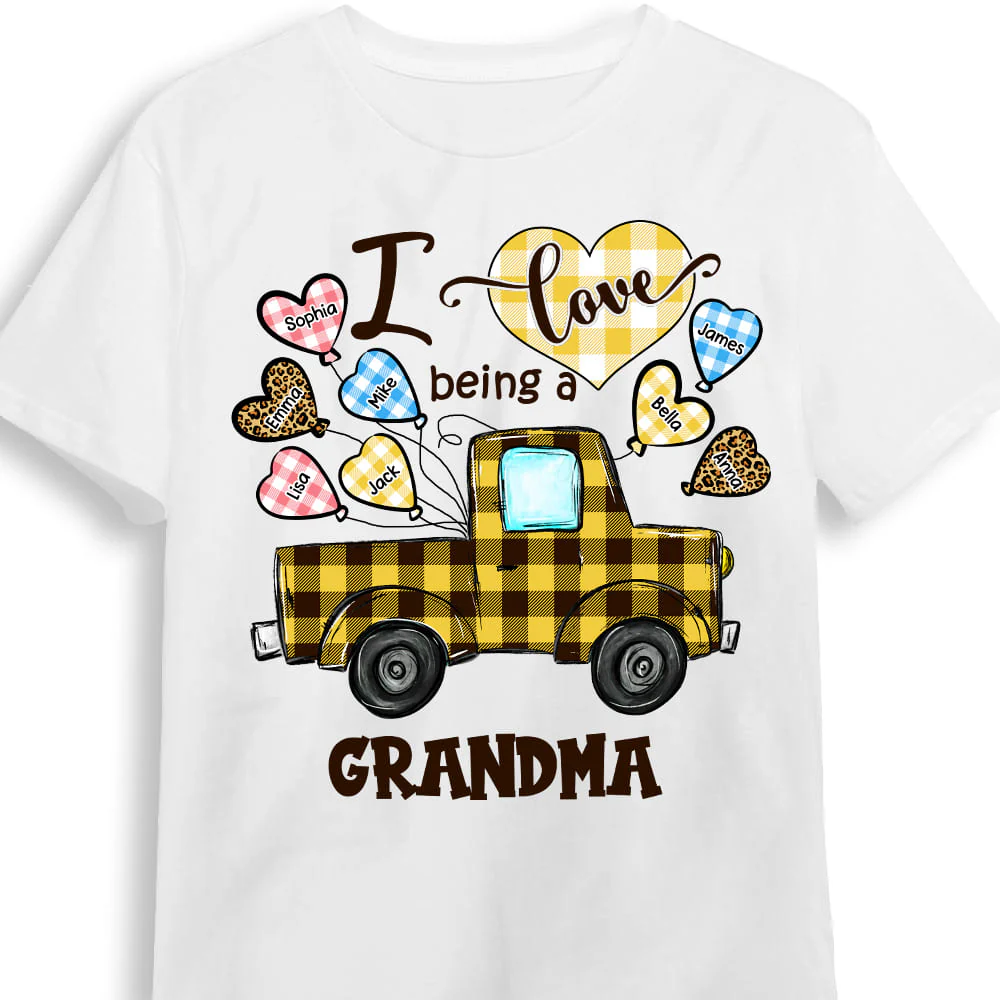 Personalized Love Being A Grandma Truck Heart T-Shirt - Image 5