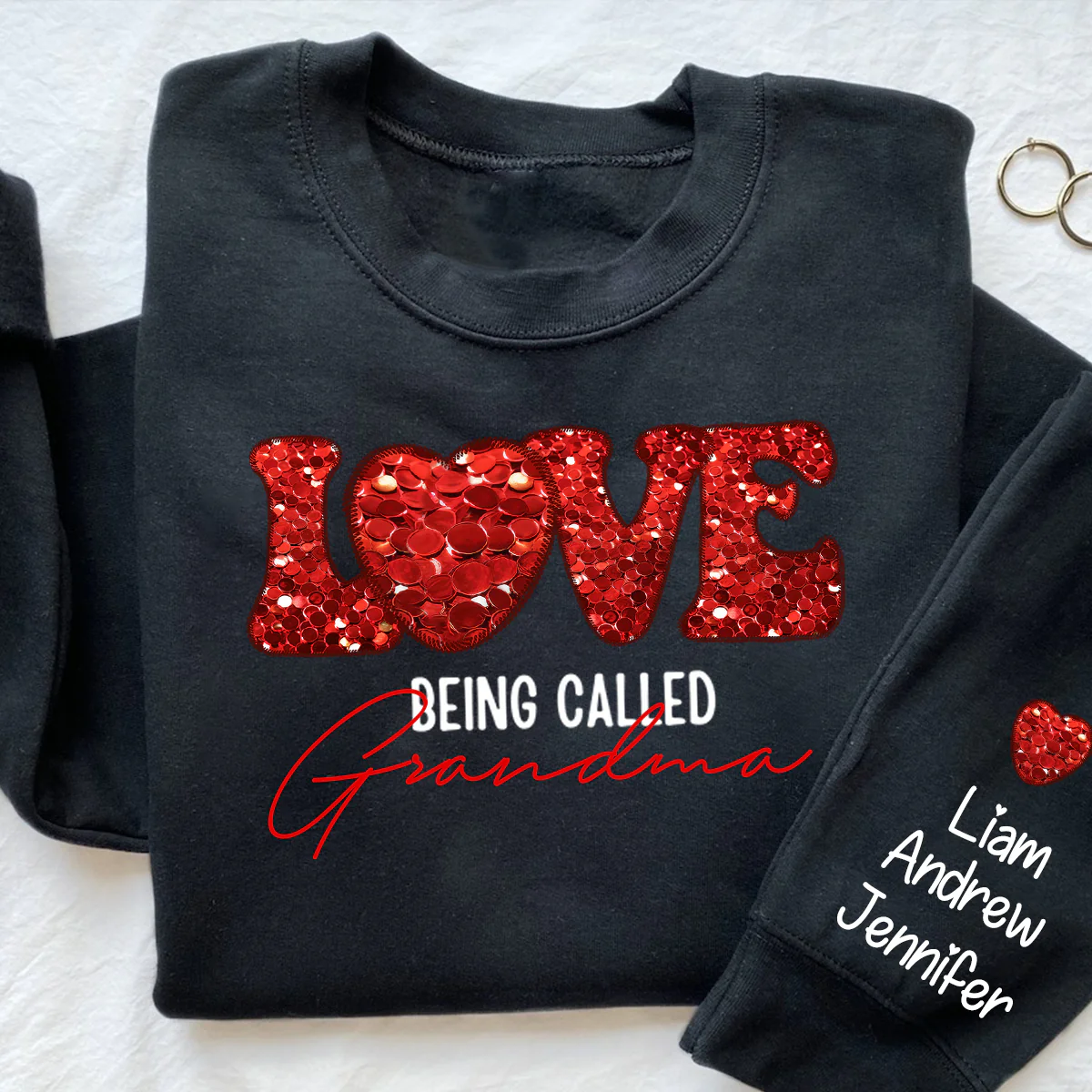 Personalized Love Being Called Grandma Glitter Sweatshirt - Image 2