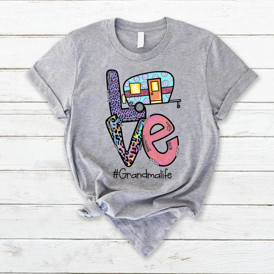 Personalized Love Camping Grandmalife with kids T-shirt - Image 2