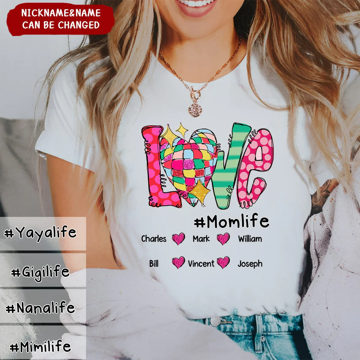 Personalized Love Grandma Life And Kids Heart Pure cotton T-shirt - Image 3