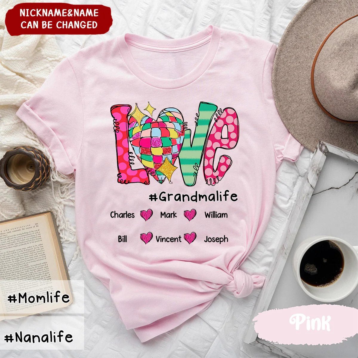 Personalized Love Grandma Life And Kids Heart Pure cotton T-shirt - Image 4
