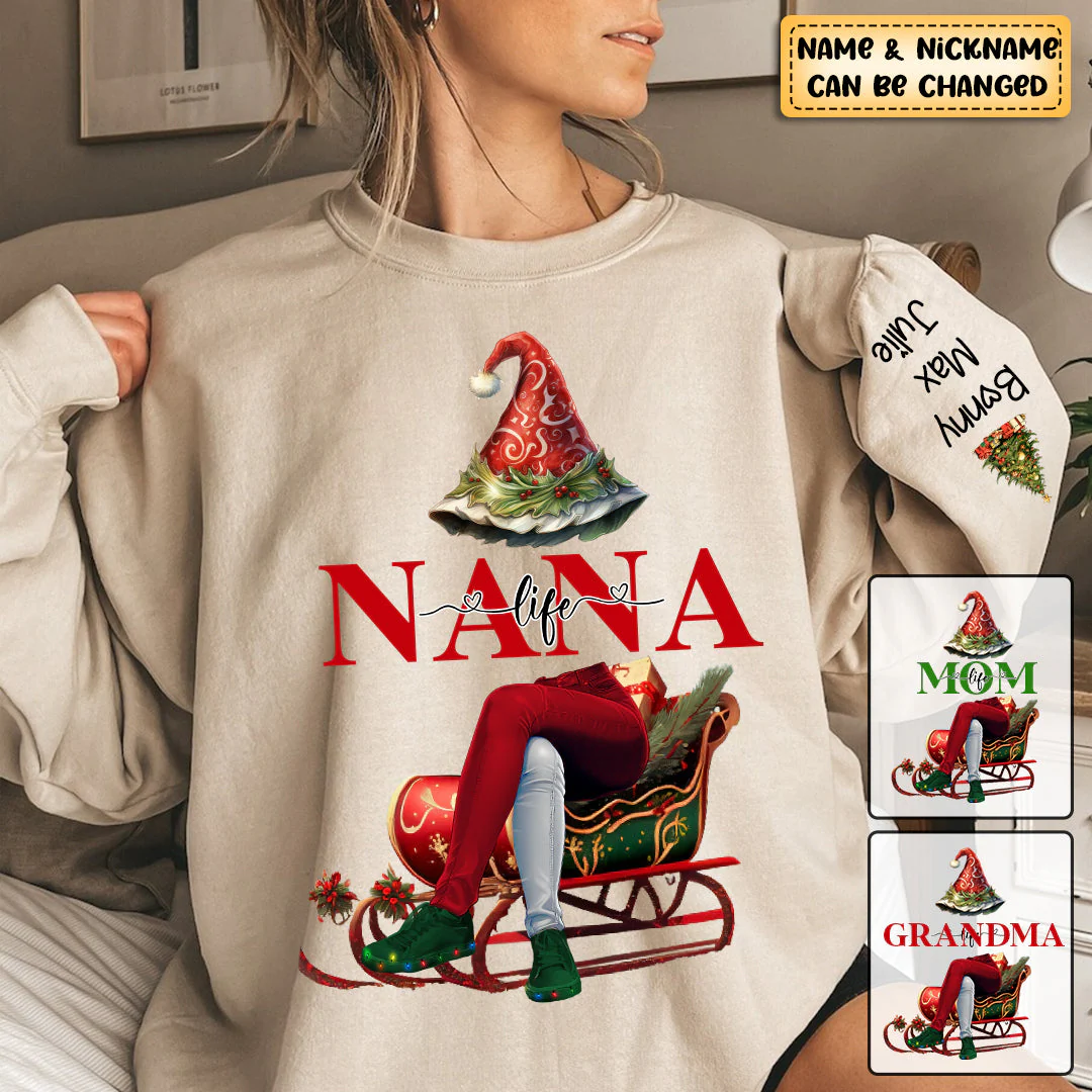 Personalized Love Grandma/Mom Life Christmas Sweatshirt - Image 2