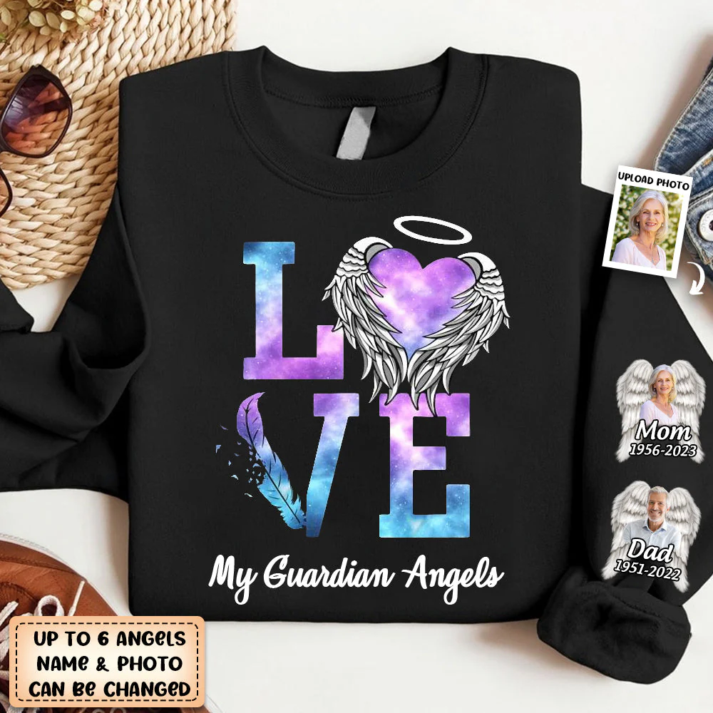 Personalized Love My Guardian Angels Wings Memorial Sweatshirt - Image 2