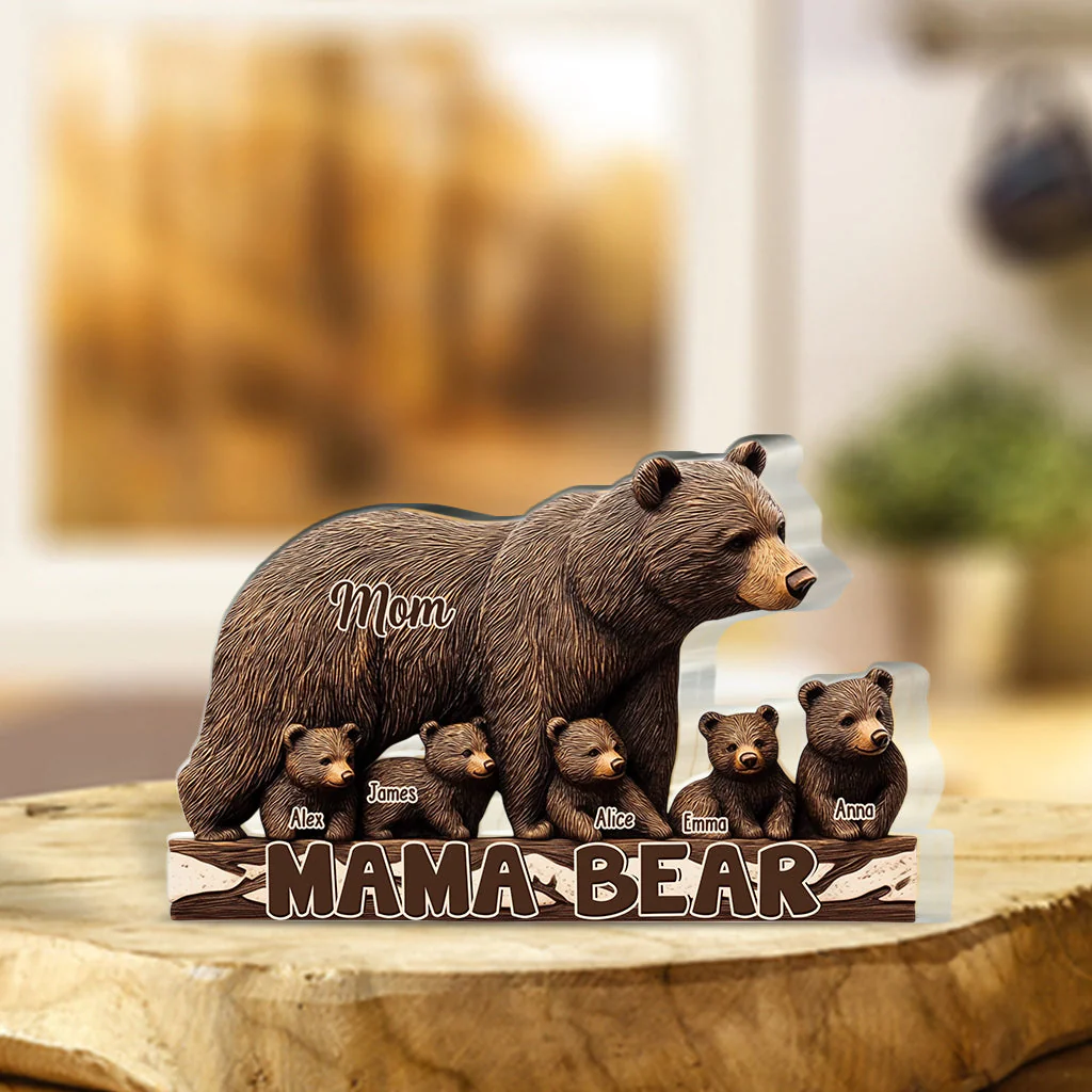 Personalized Mama Bear Custom Shaped Acrylic Plaque For Mother Gift - Image 2