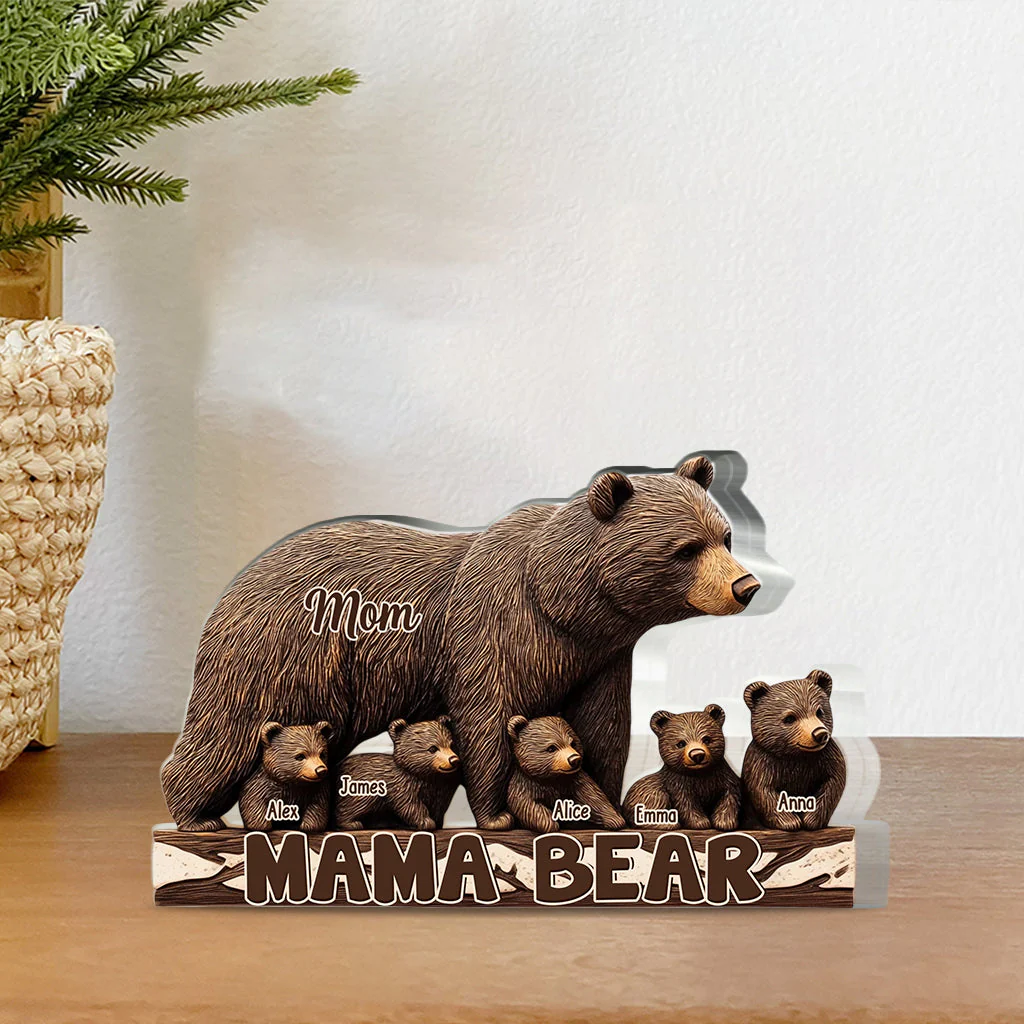 Personalized Mama Bear Custom Shaped Acrylic Plaque For Mother Gift - Image 3