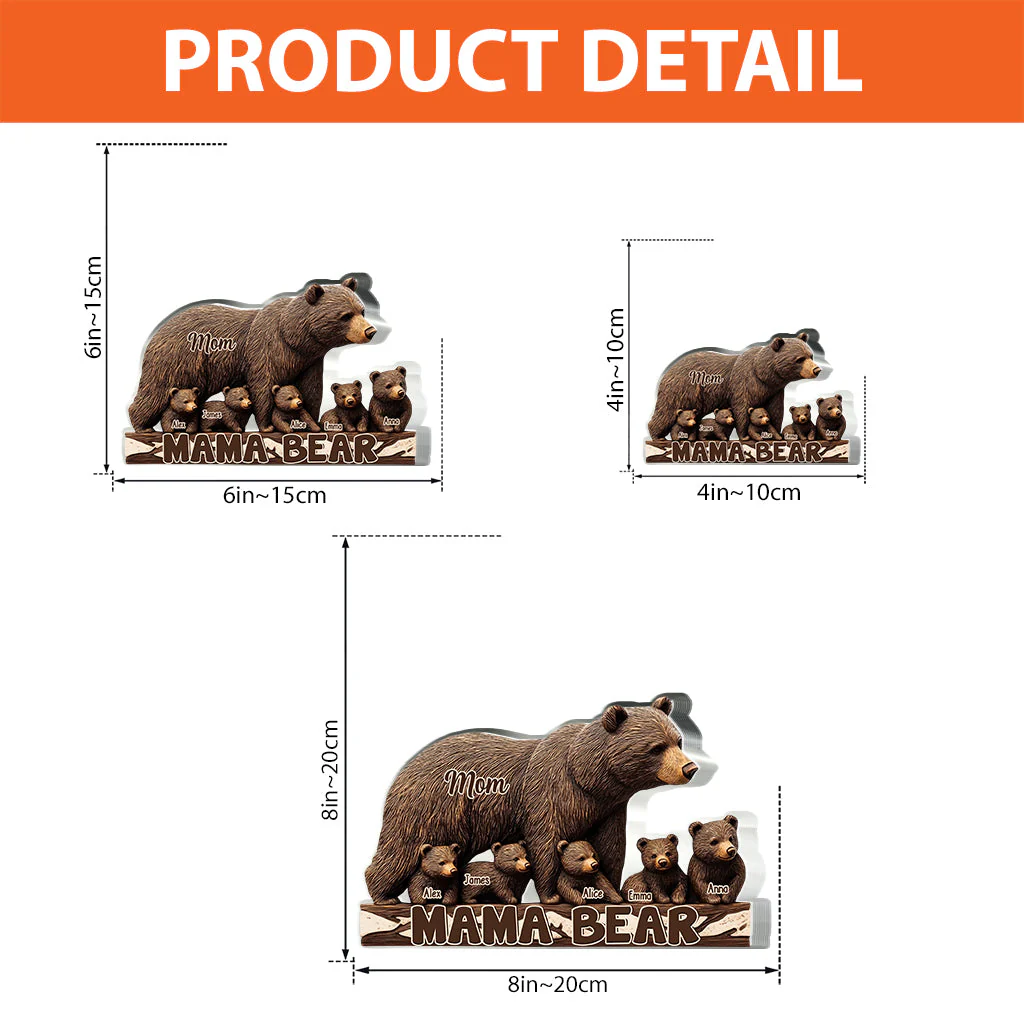 Personalized Mama Bear Custom Shaped Acrylic Plaque For Mother Gift - Image 4
