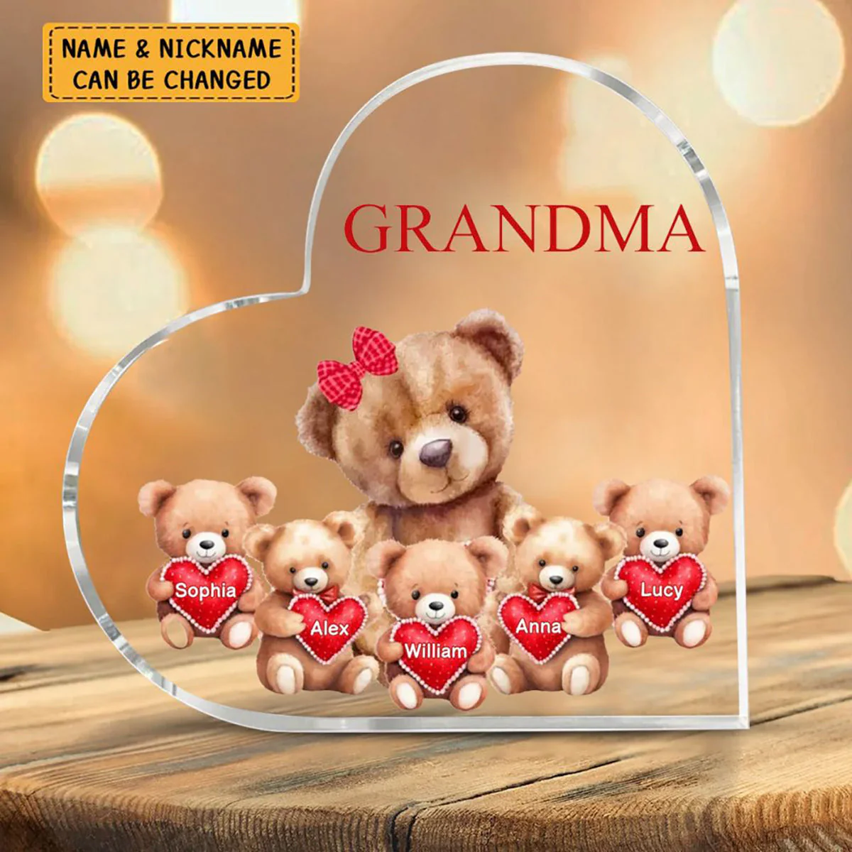 Personalized Mama Bear With Little Kids Acrylic Plaque - Image 2