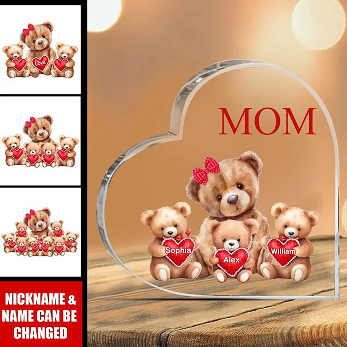 Personalized Mama Bear With Little Kids Acrylic Plaque - Image 4