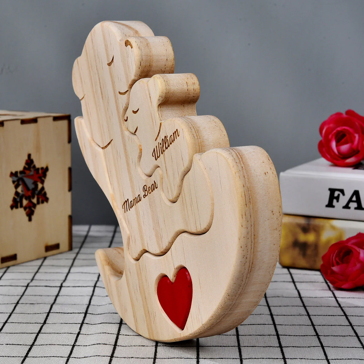 Personalized Mama Bear Wooden Puzzle Gift For Mother,  Family - Image 3