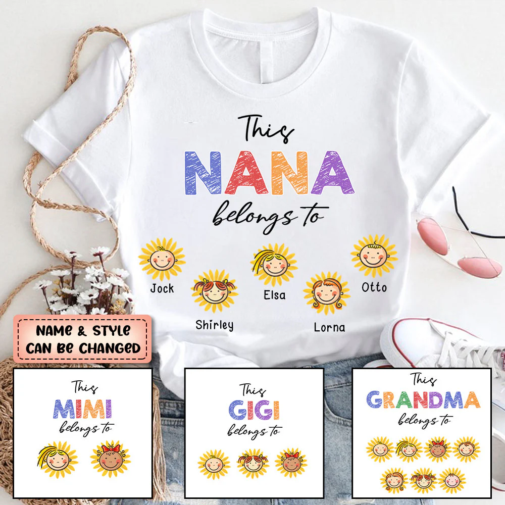 Personalized Mama Nana Mommy Belongs To Sunflower Kids T-shirt
