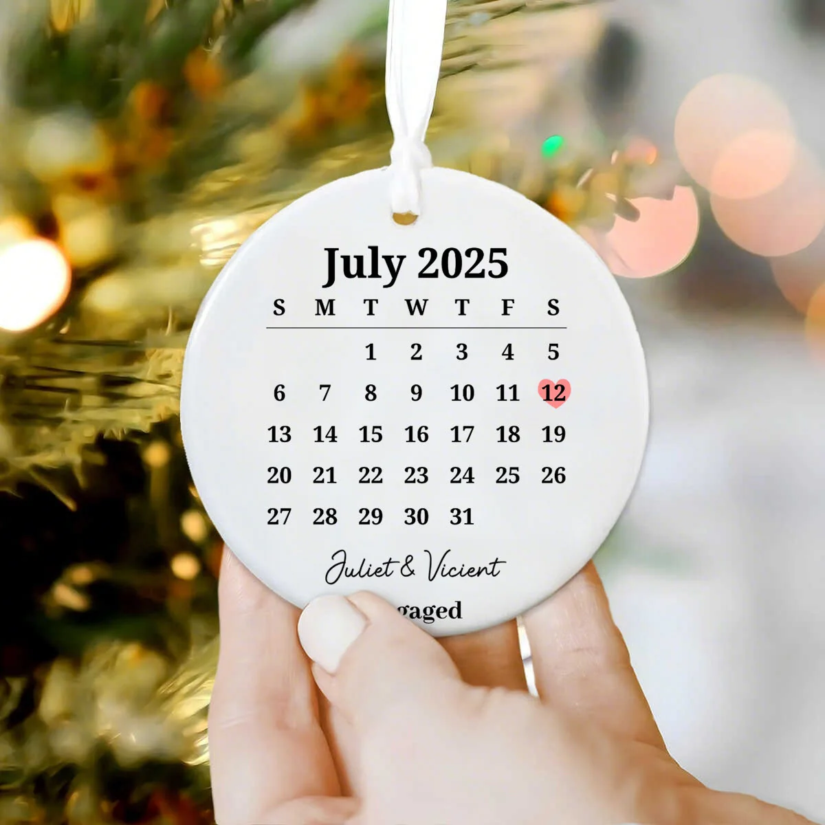 Personalized Married ceramic Ornament, Wedding Gift, Wedding Date ornament - Image 3