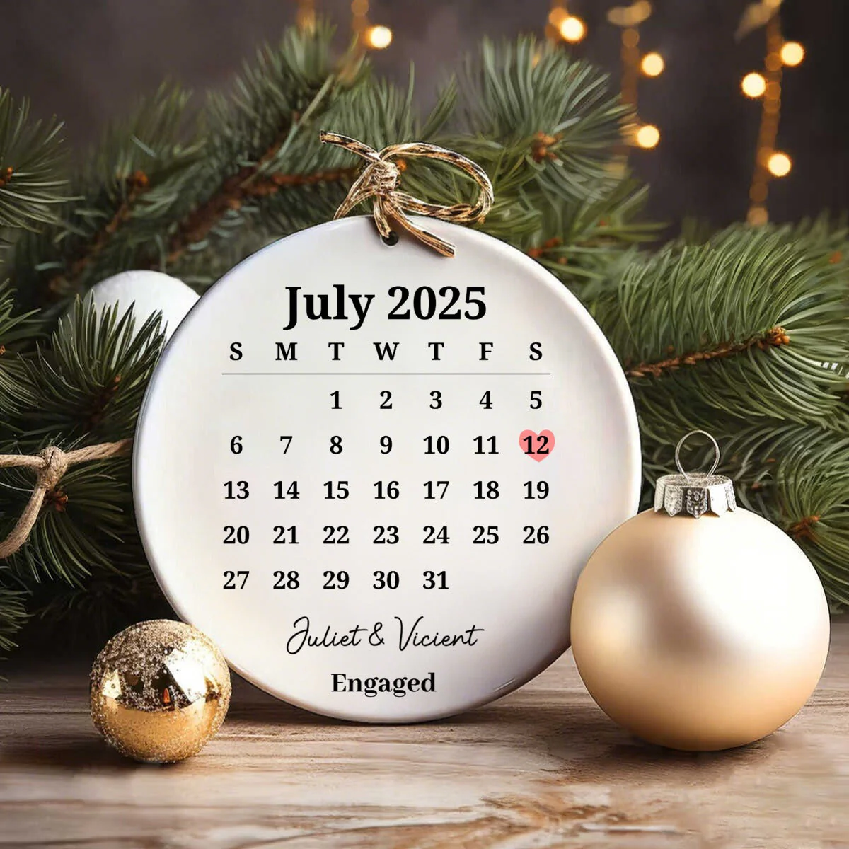Personalized Married ceramic Ornament, Wedding Gift, Wedding Date ornament - Image 4