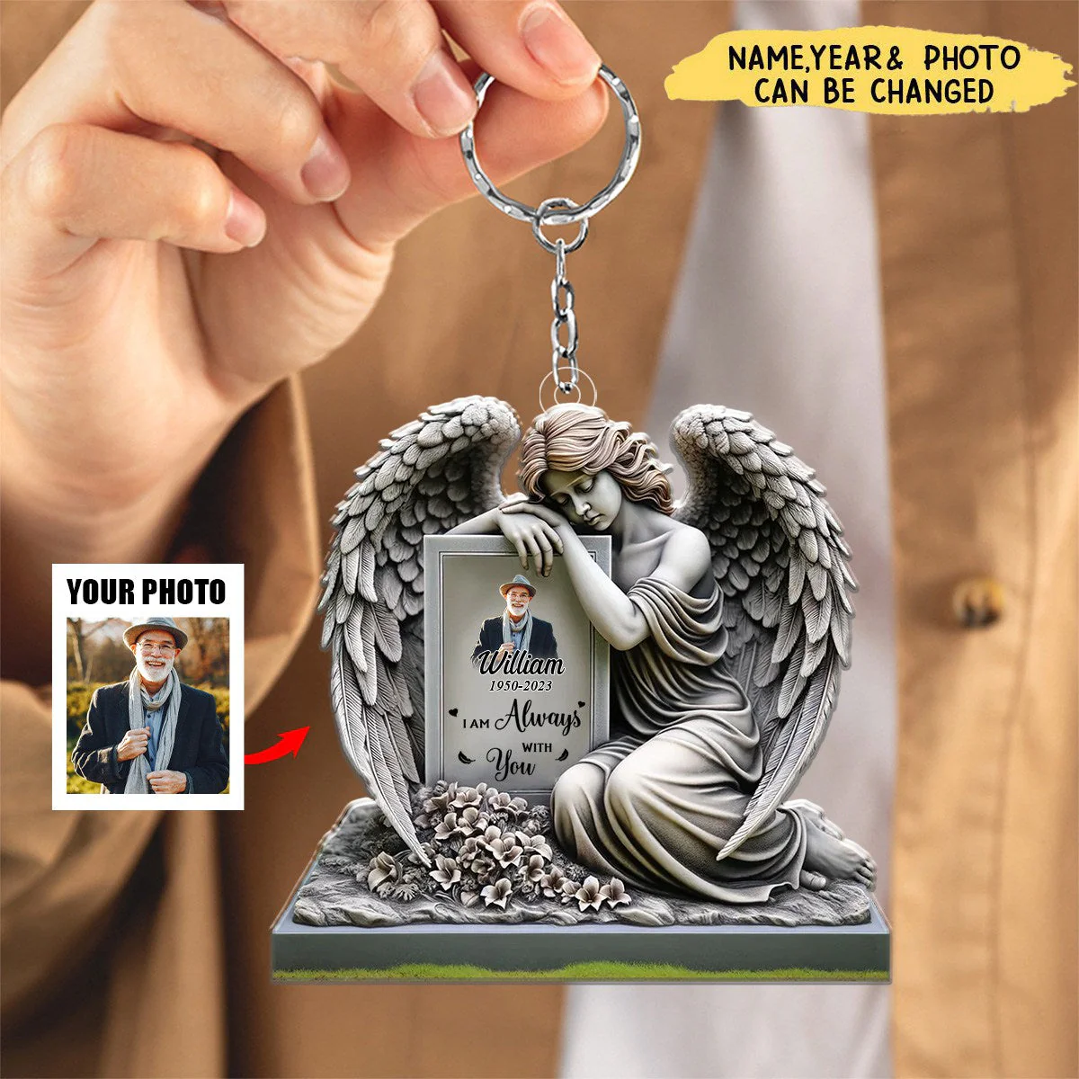 Personalized Memorial Angel Acrylic Keychain - Image 2