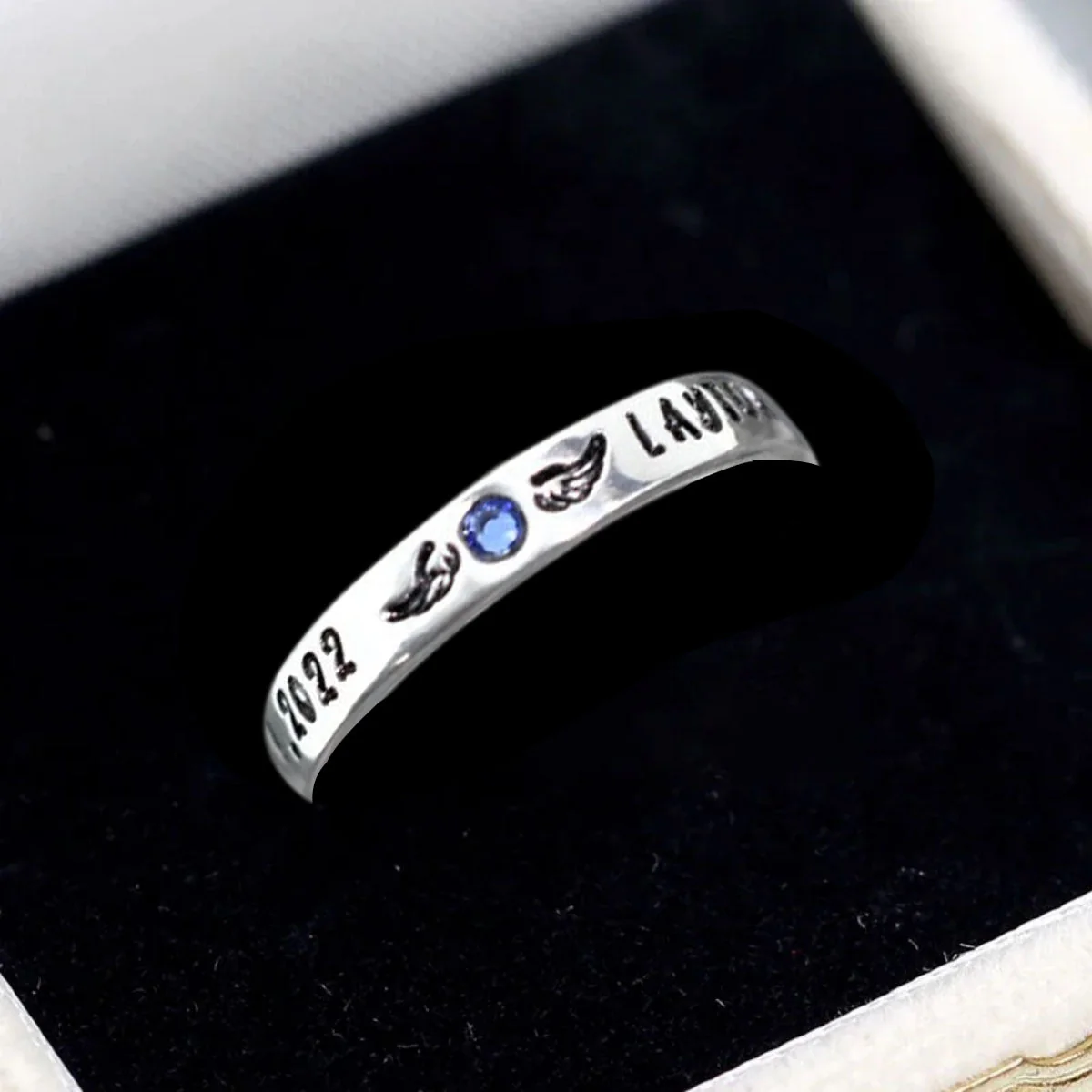 Personalized Memorial Birthstone Ring with Engraved Name & Date - Image 3