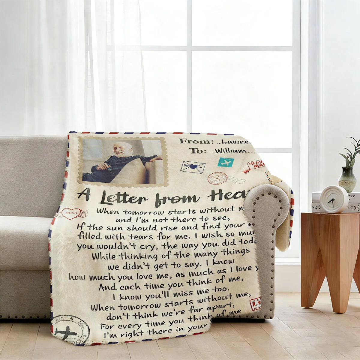 Personalized Memorial Blanket,A letter From Heaven Remembrance Fleece Blanket, Memorial Sympathy Gift for Loss of Loved Ones - Image 2